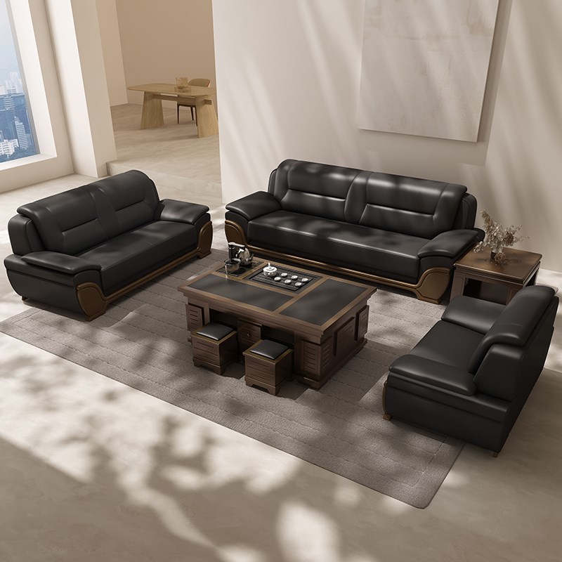 办公沙发茶几茶台一体式商务三人位办公室沙发接待会客区