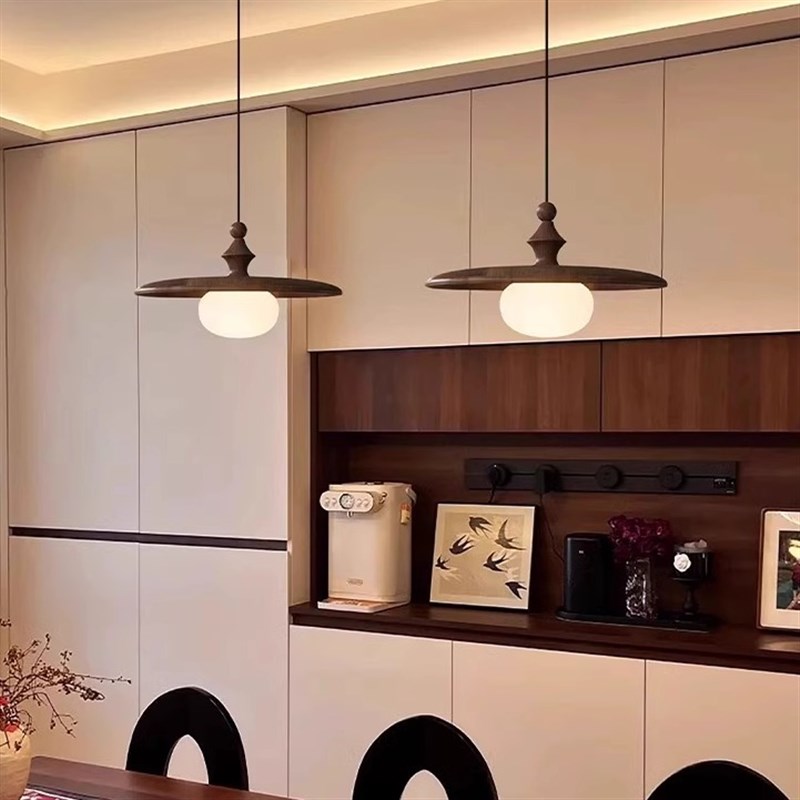 复古中古风餐厅吊灯吧台灯20年新款宋氏美学高级感大气实木灯具