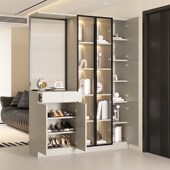 N级玄关柜进门鞋 柜一体客厅玻璃风酒柜现代屏风欧松板柜子