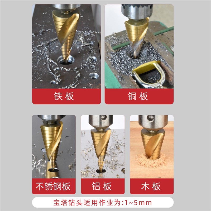 木工打孔器开孔器装多功能-20阶梯钻头-螺旋五金工具六角柄