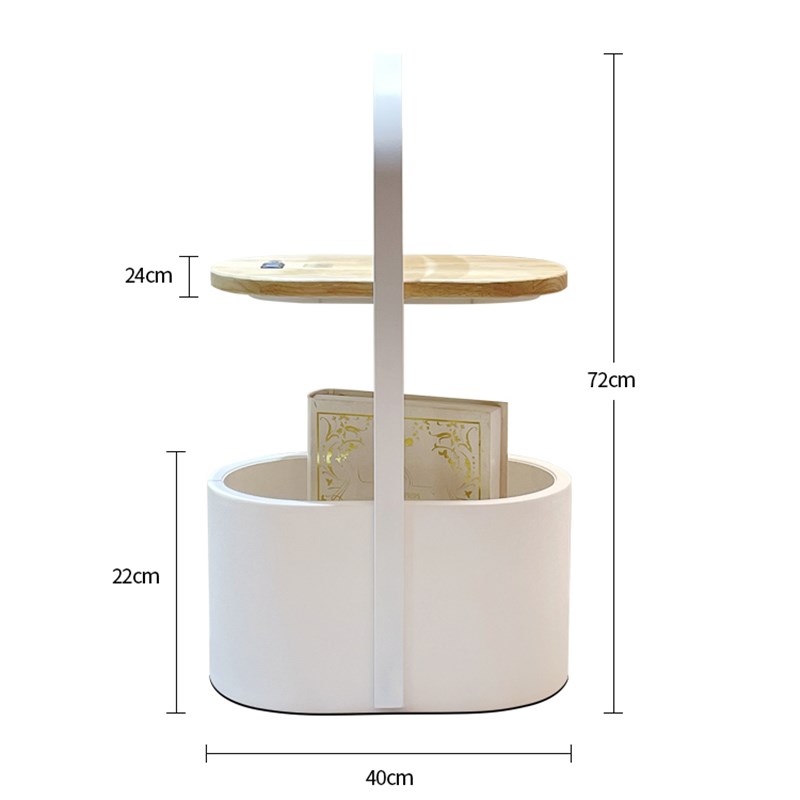 原木落地灯床头灯卧室置物边几床头柜奶油风无线充电客厅护眼灯