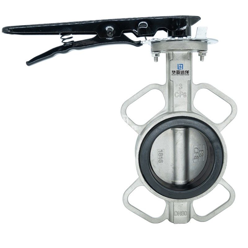 全不锈钢对夹式软密封中线碟蝶D71XF-16PRL衬四氟乙丙0416DN100