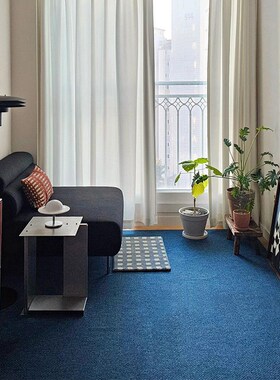 莱因蓝地毯深蓝色地中海风卧室客厅地毯满铺摄影棚拍照地垫