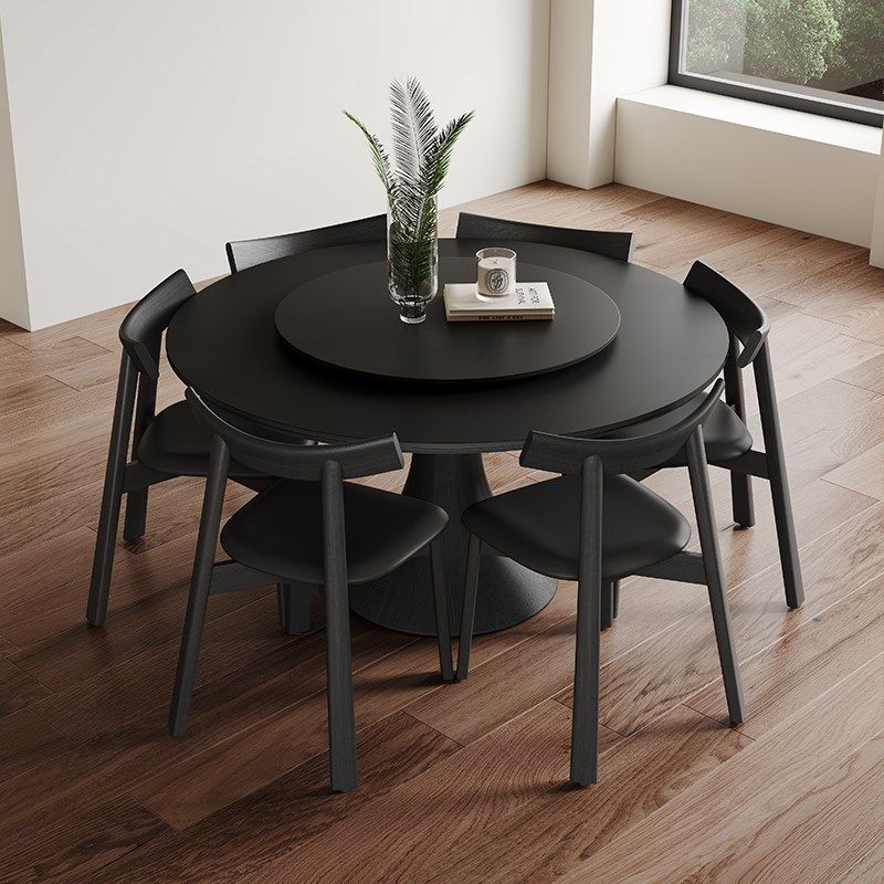 橡木实木餐桌复古风现代新款家用小户型圆形黑色岩板餐桌,住宅家具,岩板餐桌,淘宝优惠券,粉丝福利购,淘宝优惠卷