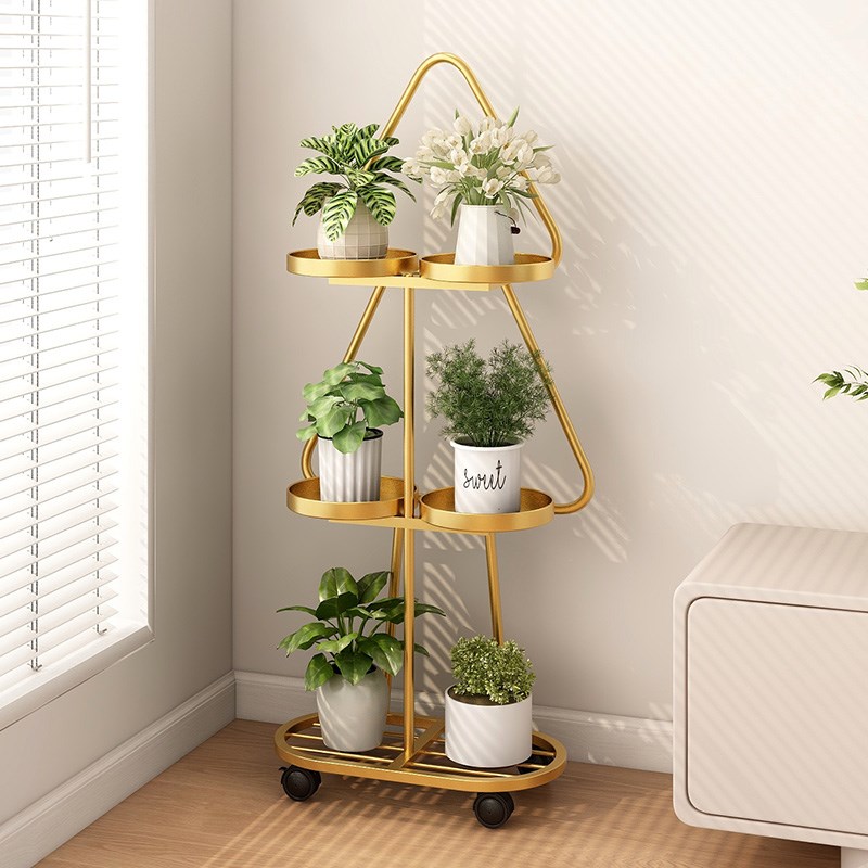 客厅花架落地式室内带轮多层花架子多肉花盆架铁艺植物摆放架