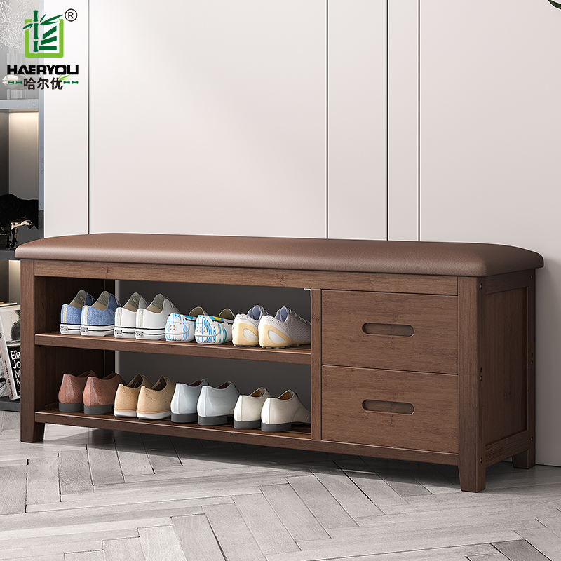 换鞋凳家用门口鞋凳坐式鞋柜进门可坐实木一体鞋架穿鞋凳软包坐垫