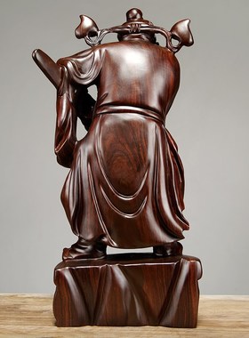 黑檀木雕天师福神钟馗神像实木质家居玄关装饰红木供奉工艺品
