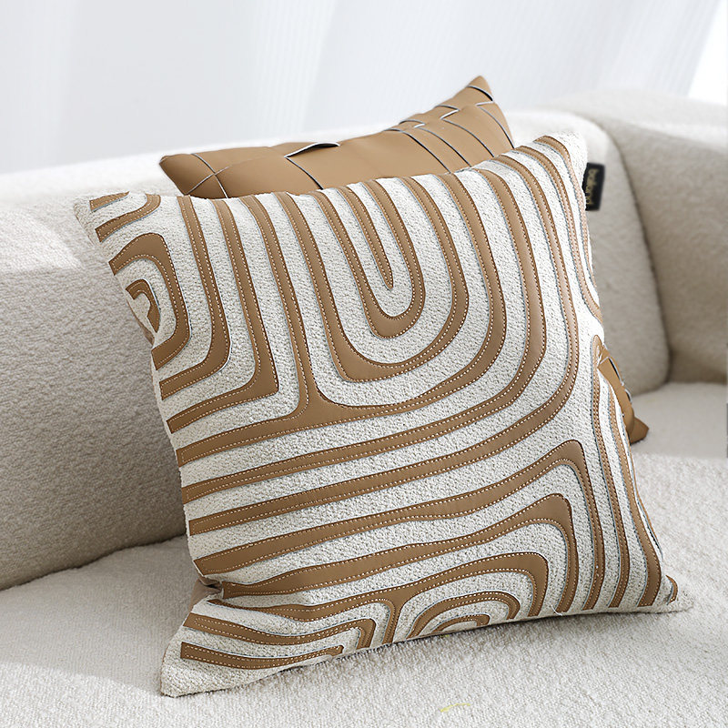 土棕色皮革现代抱枕沙发靠枕客厅床头靠背护腰靠垫抱枕