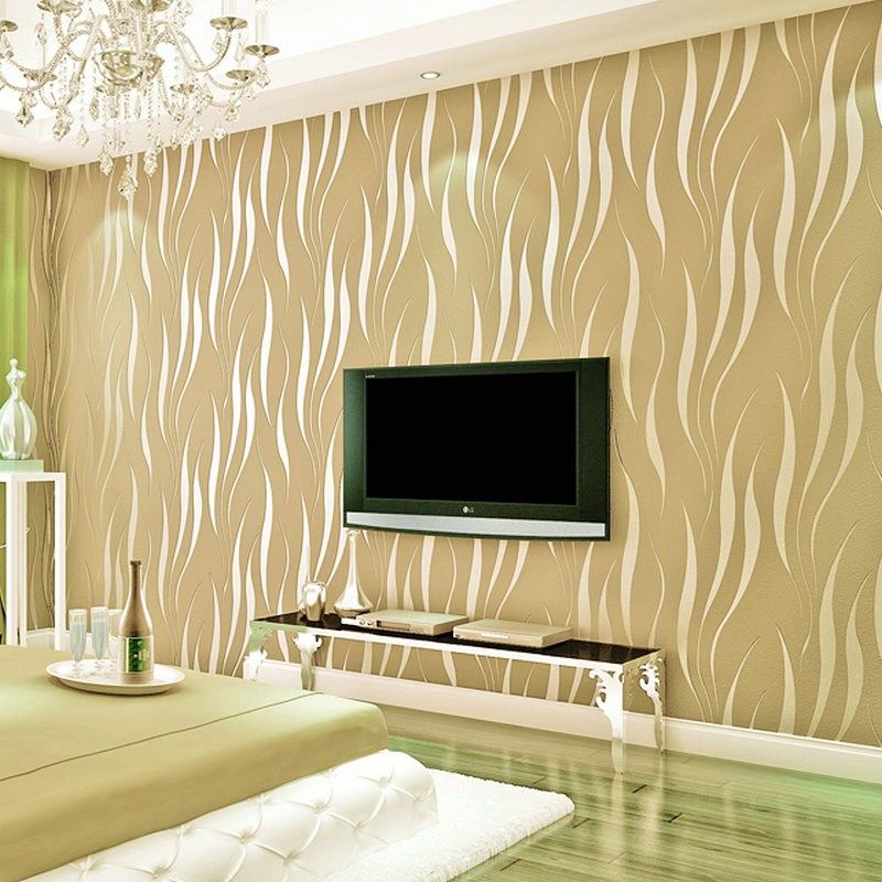 自粘D立体浮雕波浪条纹墙纸卧室客厅背景墙壁纸自素色纸墙