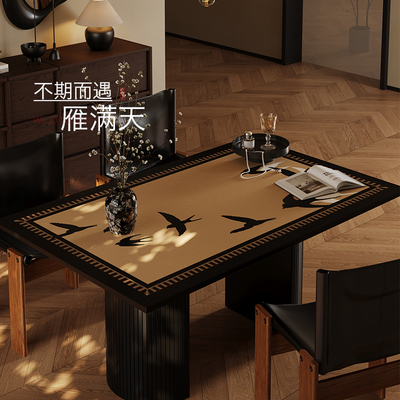 新中式桌布防水免洗皮革长方形餐桌垫轻奢高级感茶几垫垫布古罗马