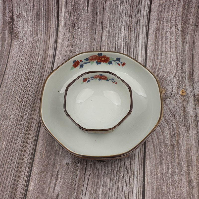 日式4寸小碗浅碗8寸八角沙拉碗日料韩式餐厅小菜碗章鱼小丸子盘