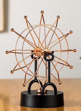 轻奢金色铁艺摩天轮电磁性摇摆永动仪家居书房办公室摆件生日礼物