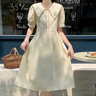 少女孩大童可爱娃娃领裙子夏14时尚15岁初中学生洋气甜美连衣裙13