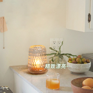 烛台香薰蜡烛灯浪漫水晶玻璃摆件轻奢香氛托盘玻璃烛罩氛围感灯具