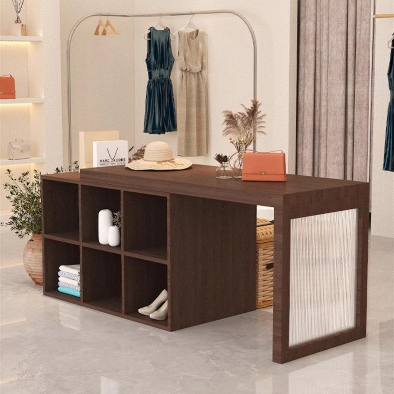 服装店收银台前台小型店铺中岛流水台烤漆展示柜陈列架可伸缩吧台