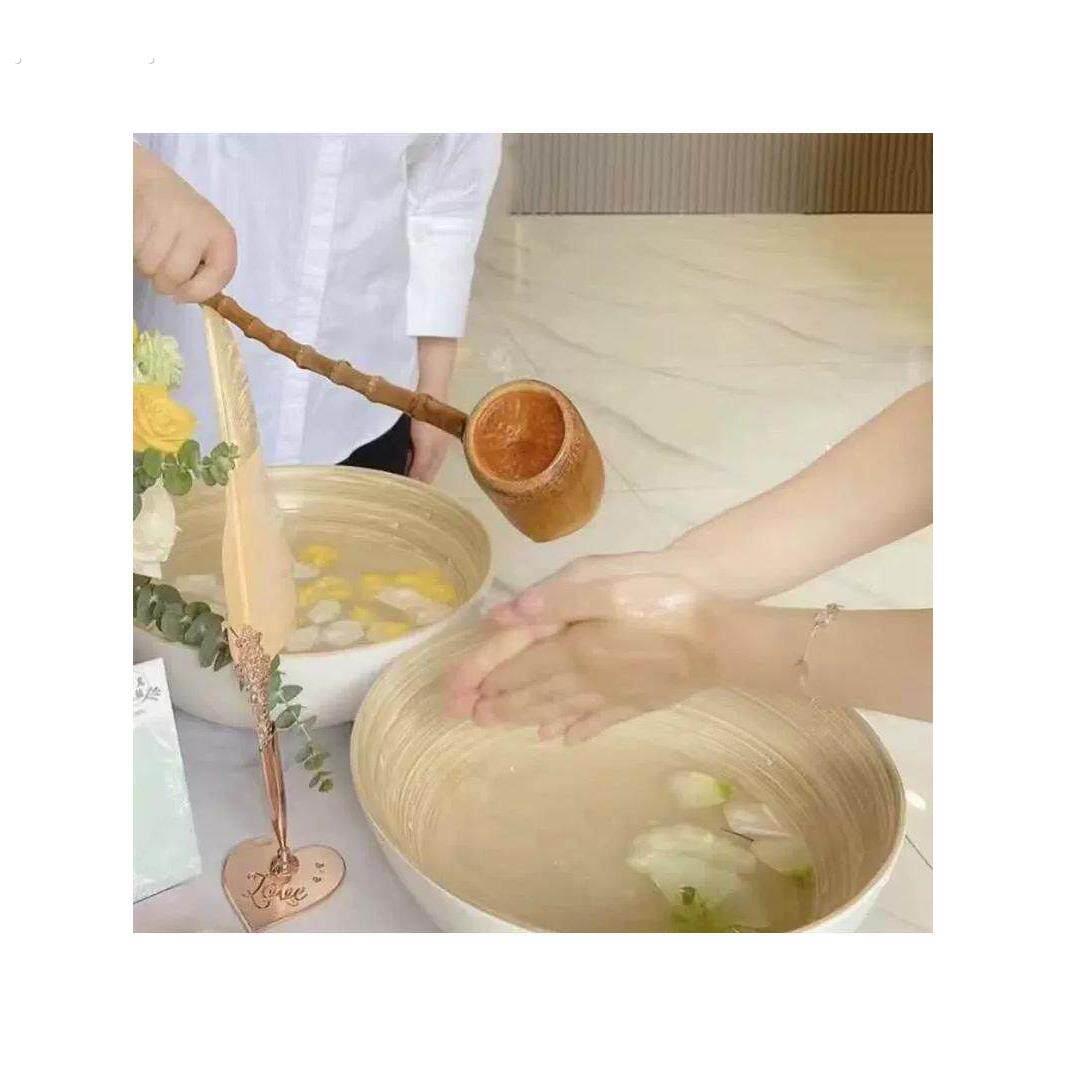 美容沙龙特别东南亚泰式水疗欢迎仪式洗手礼品盆圆竹装饰盆