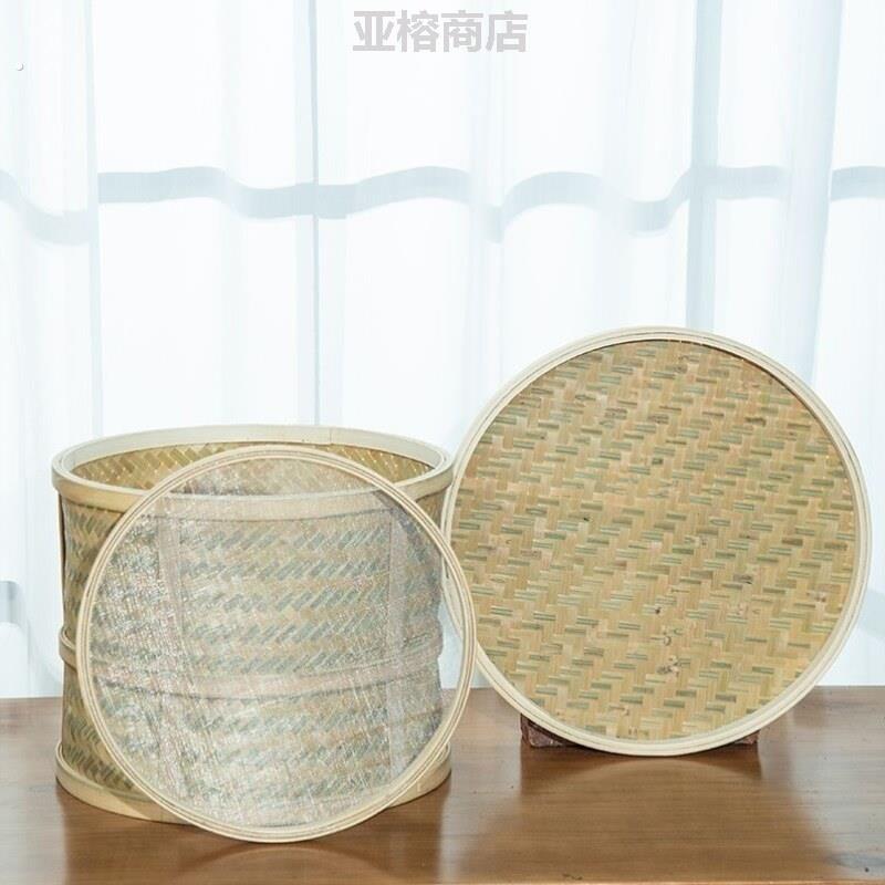 竹筛子簸箕竹编圆形无孔细孔簸箕竹制品竹匾晾晒家用画画手工装饰