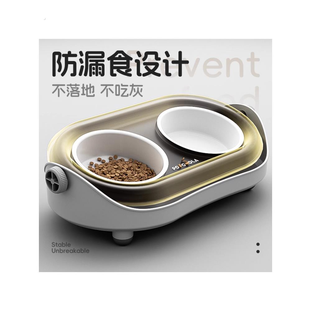 德国陶瓷猫碗护颈防打翻宠物狗碗猫盆猫粮猫食盆猫咪饭碗斜口双碗