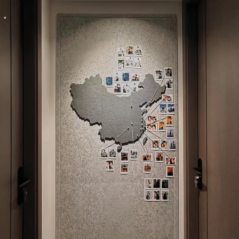 毛毡地图旅行照片墙情侣纪念展示墙高级感创意装饰免打孔玄关客厅