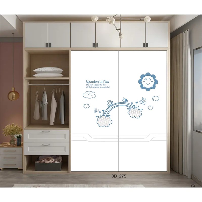 定制衣柜门推拉门移门时尚彩绘柜门定制实木卧室衣柜门推拉门