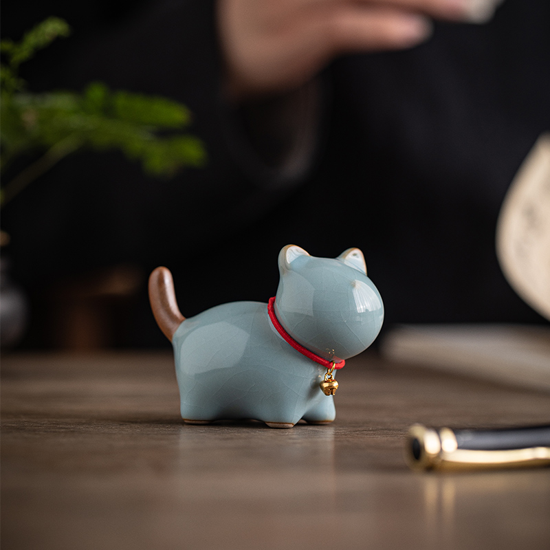 陶瓷可爱小动物猫咪摆件家居客厅桌面装饰创意微景观萌宠小狗造景