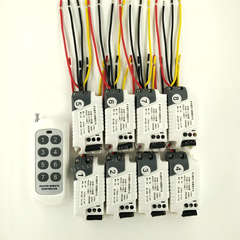 新款升级版1拖8路远距离遥控开关 八路多功能学习型无线遥控开关