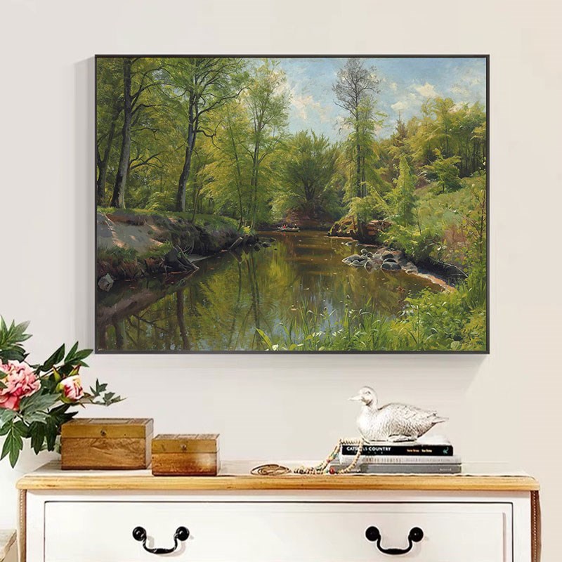 丹麦风景油画大师蒙森德名画山水装饰画客厅餐厅办公室玄关挂画