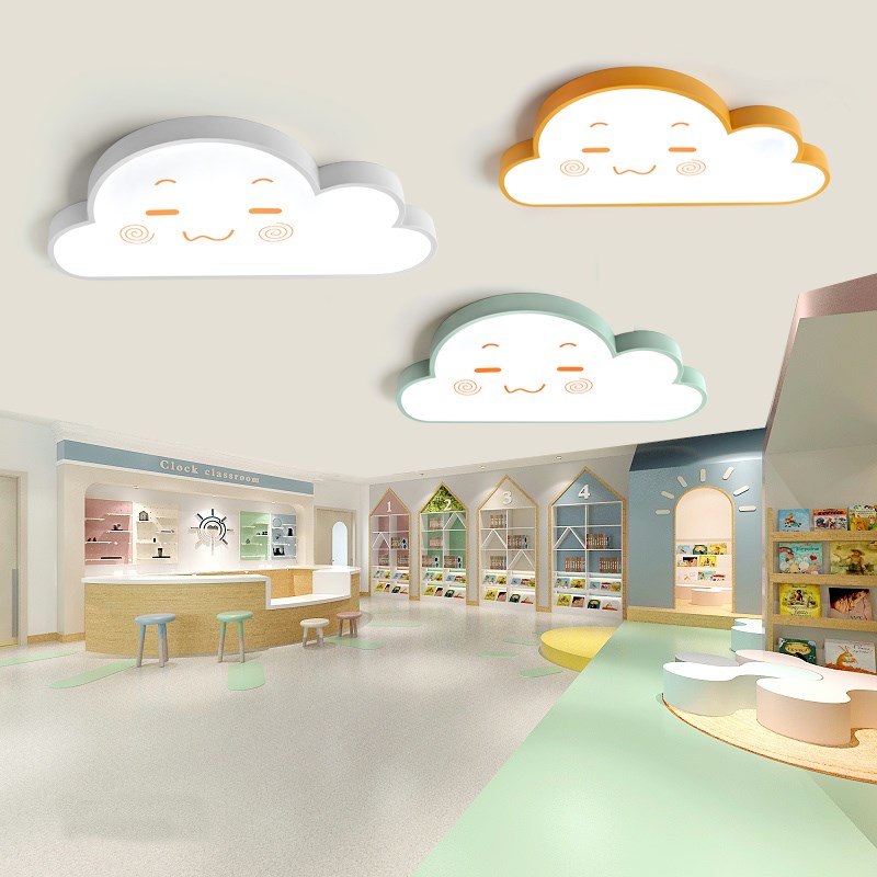 卡通笑脸云朵吊灯幼儿园教室走廊过道灯儿童淘气堡艺术机构造型灯