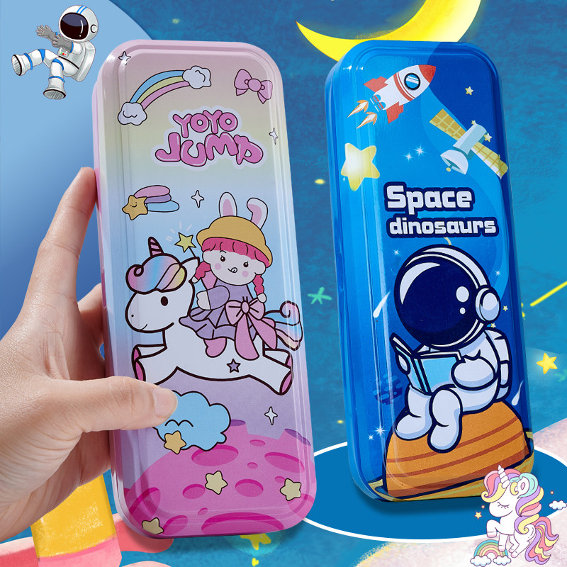 带乘法口诀表马口铁皮文具盒铁盒铅笔盒女孩款男孩铁质老式小学生