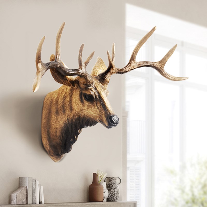 欧式大号招财动物鹿头壁挂装饰创意店铺客厅电视玄关餐厅墙壁挂饰