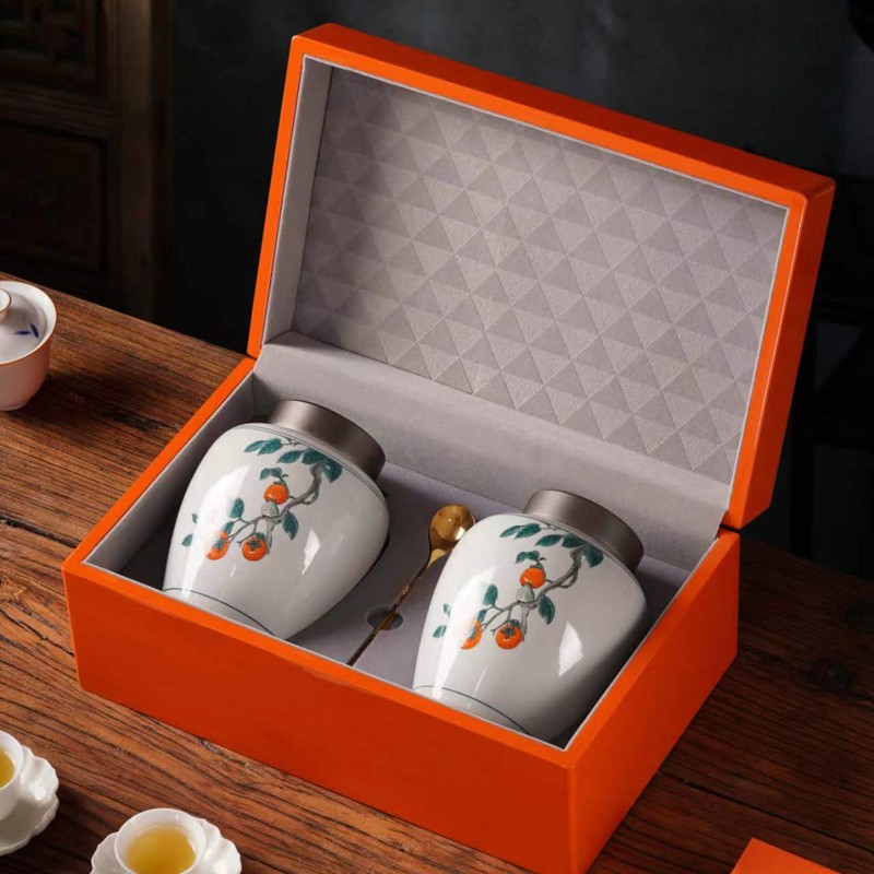 事木盒陶瓷罐茶叶包装盒空礼盒白毫银针红茶绿茶送礼礼盒装空盒