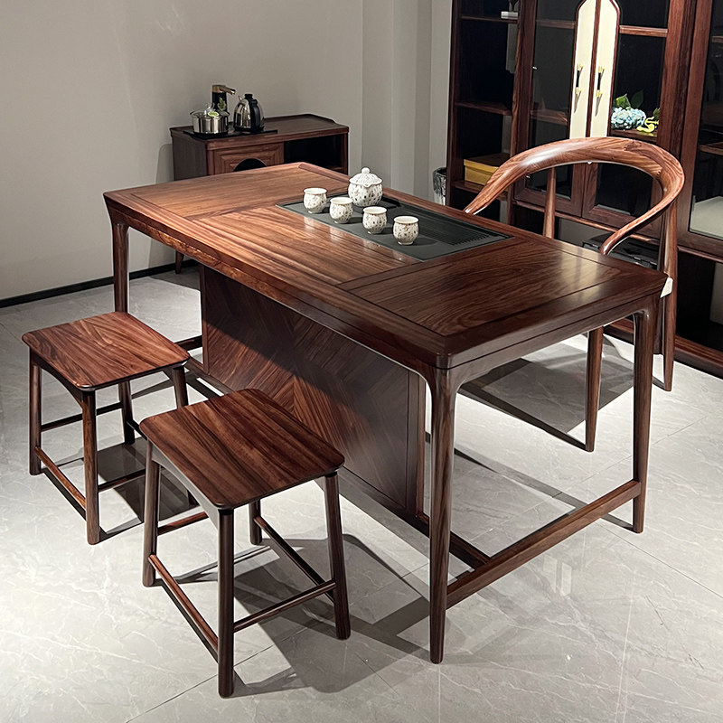 实木茶桌长方形乌金木新中式带长条凳方凳家用商用茶室轻奢2023年,住宅家具,家用茶台/茶桌,淘宝优惠券,粉丝福利购,淘宝优惠卷