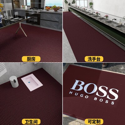 金宁厕所防滑垫浴室门口地垫卫生间厨房家用PVC镂空s棕色户外商用