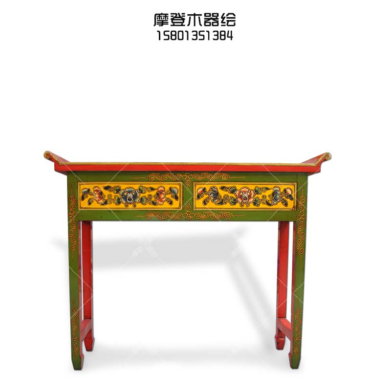 藏式彩绘条案新中式供桌玄关桌客厅茶桌条几仿古简约实木家具定制