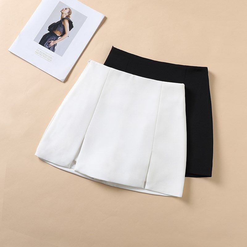 黑色西装半身裙女2025夏季新款高腰显瘦小个子开叉a字包臀短裙裤