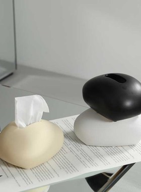 北欧简约奶油风陶瓷纸巾盒摆件客厅茶几床头柜抽纸盒厕所纸巾盒