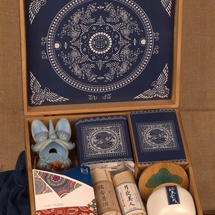 哟喃礼品云南伴手礼云南非遗文化瓦猫茶宠摆件木质礼盒送客户礼物