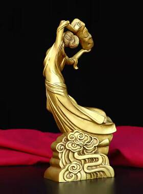 纯铜女娲娘娘九天玄女大地圣母吉祥女神铜像供养神像礼品摆件桌面