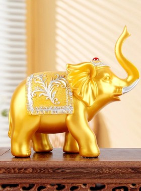 吸水招财大象摆件一对家居客厅高端工艺品办公室酒柜装饰品新中式