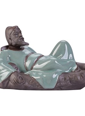 创意人物李白对酒当歌茶宠茶玩摆件禅意哥窑开片精品可养桌面装饰