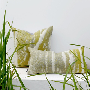 布在布艺黄绿色抱枕套几何图形靠垫客厅沙发靠包科技布民宿样板房