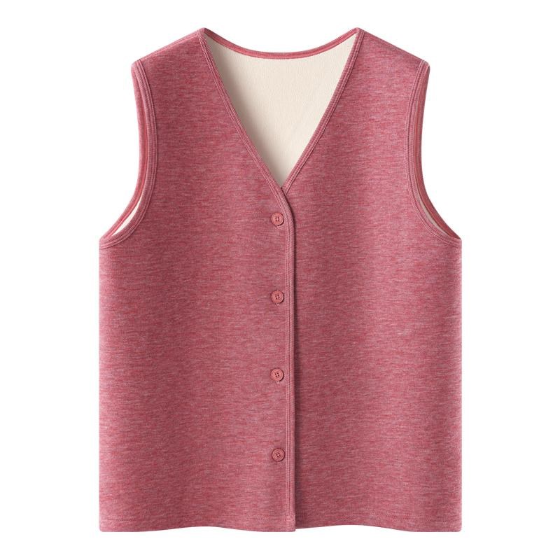 春织秋冬老人加绒加厚保暖背心女中老年妈妈马甲奶奶打底上衣男士