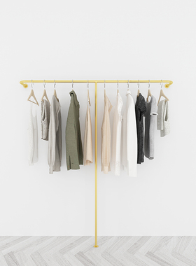服装店架子上墙壁挂式金色展示架女装店铺专用银色衣服挂衣架定做