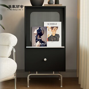 北欧小边柜日式立柜电视沙发边柜置物柜客厅中古风展示柜斗柜