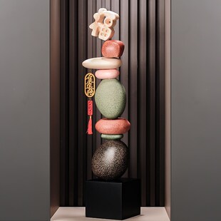 入门玄关壁龛石来运转暖居端大气客厅电视柜旁大摆设装饰品