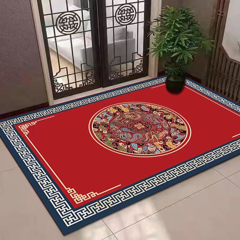 硅藻泥中式地垫门厅地垫耐脏红色门垫玄关地垫裁剪防滑耐用喜庆