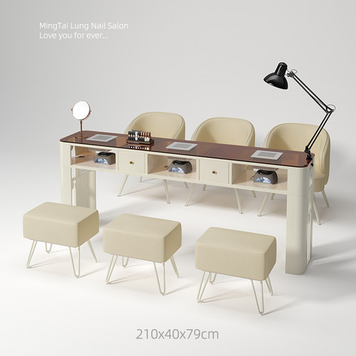 明泰隆玻璃美甲桌修甲台桌椅装吸尘器美甲店黑色专用桌子