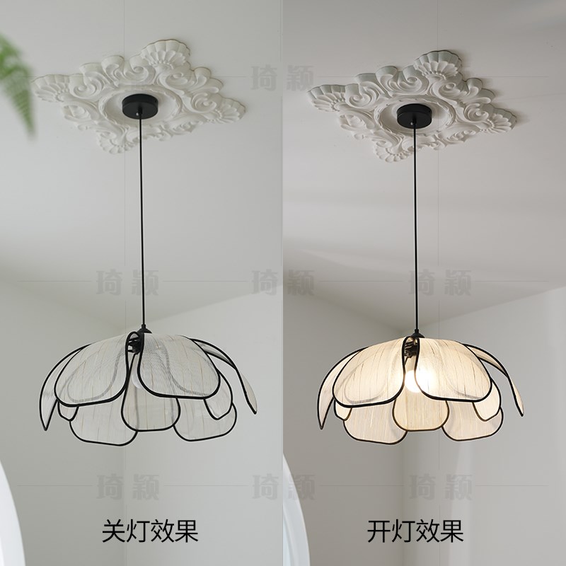 法式复古吧台岛台花瓣吊灯中古奶油民宿过道入户设计师卧室灯