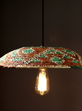 咖啡厅书店工业风装修竹吊灯竹灯罩竹编篮子灯斗笠灯罩竹灯笼