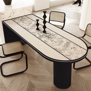 时影之栖弧形半圆岛台餐桌垫防水防油椭圆形桌布擦洗半圆桌垫